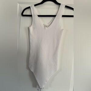 Abercrombie & Fitch White Ribbed Bodysuit